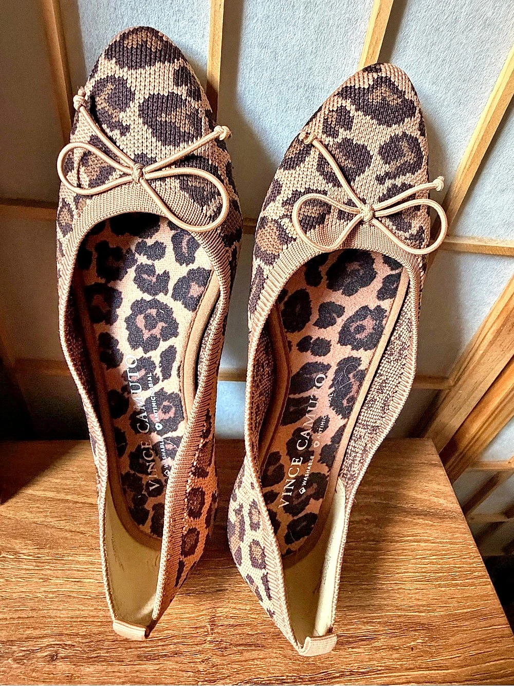 Vince Camuto Leopard Print Washable Ballet Flats Size 7.5 Womens